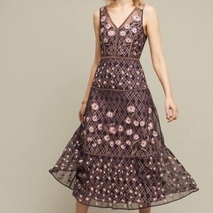 NWT Tansey Tulle Midi Dress Moulinette Soeurs Purple Floral Sz 6 M